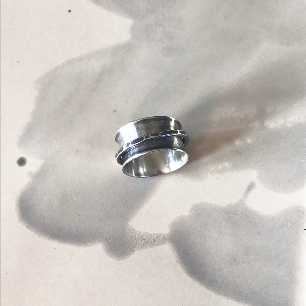 Brushed Sterling Silver Single Spinner Ring