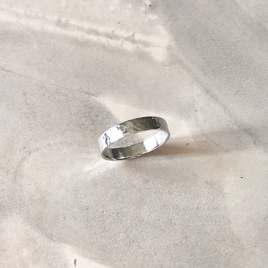 Hammered Sterling Silver Band Ring, 4mm